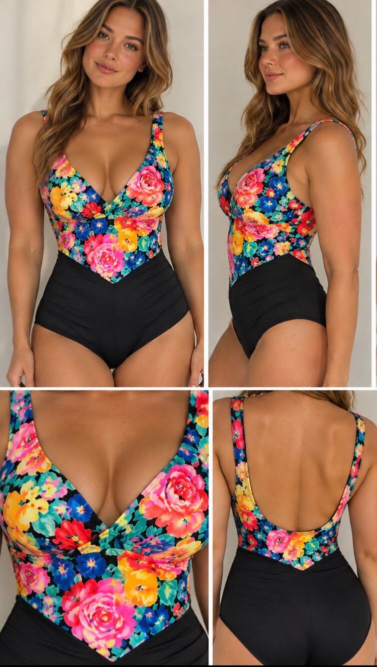 Vintage Swim Shaper Floral One Piece Swimsuit – Size 14
